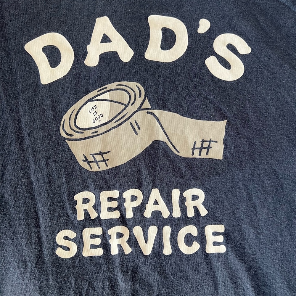 Life Is Good Dads Repair Service Humor Crusher Tee Blue Men’s Xl Everyday Wear